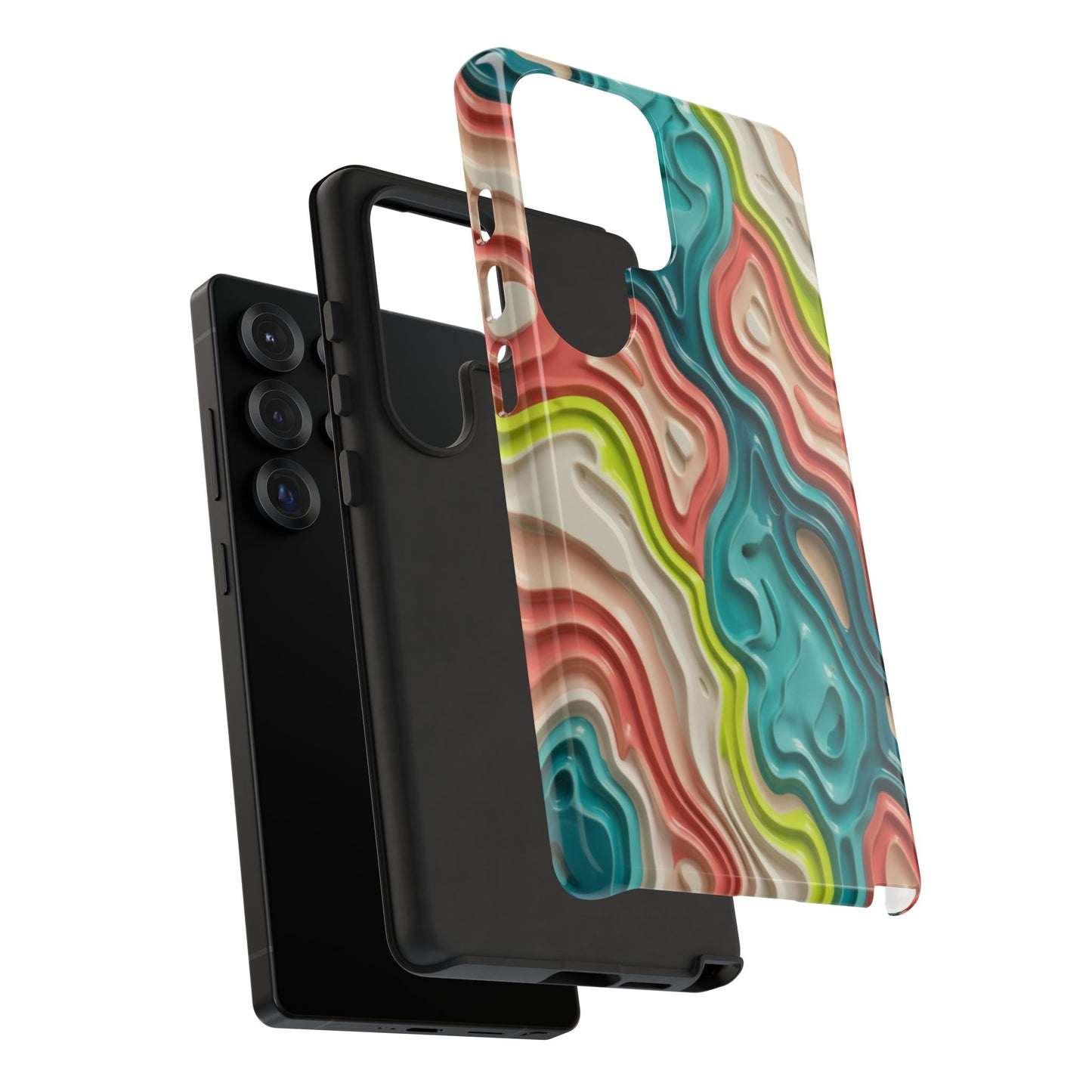Abstract Contour Phone Case — Colorful Topographic Pattern Tough Case