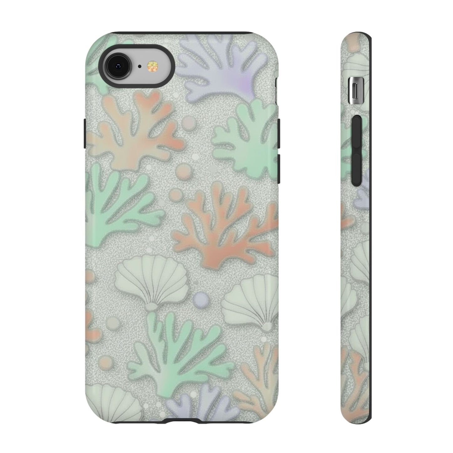 Pastel Coral Reef Tough Phone Case – Sea Shell & Coral Pattern Durable Protector
