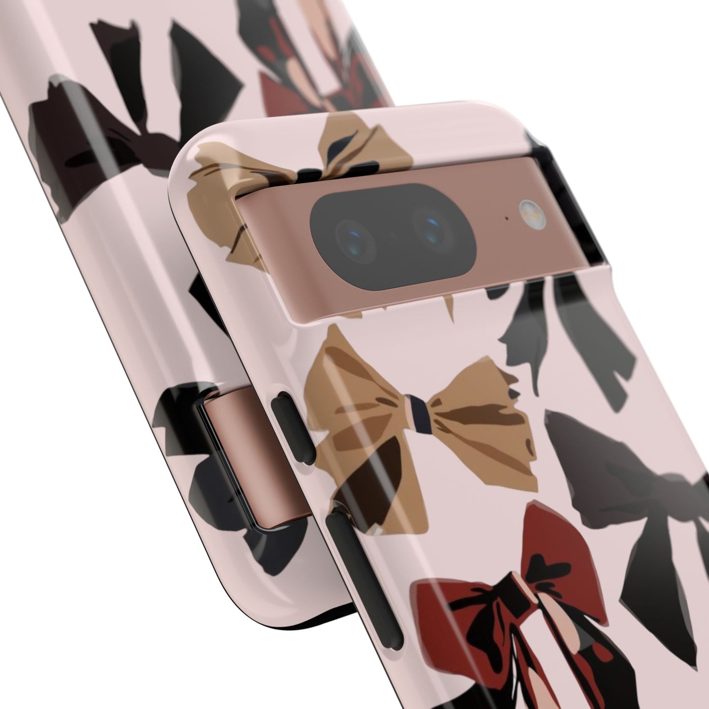 Bow Pattern Phone Case - Pink, Brown & Black Bows Protective Cover