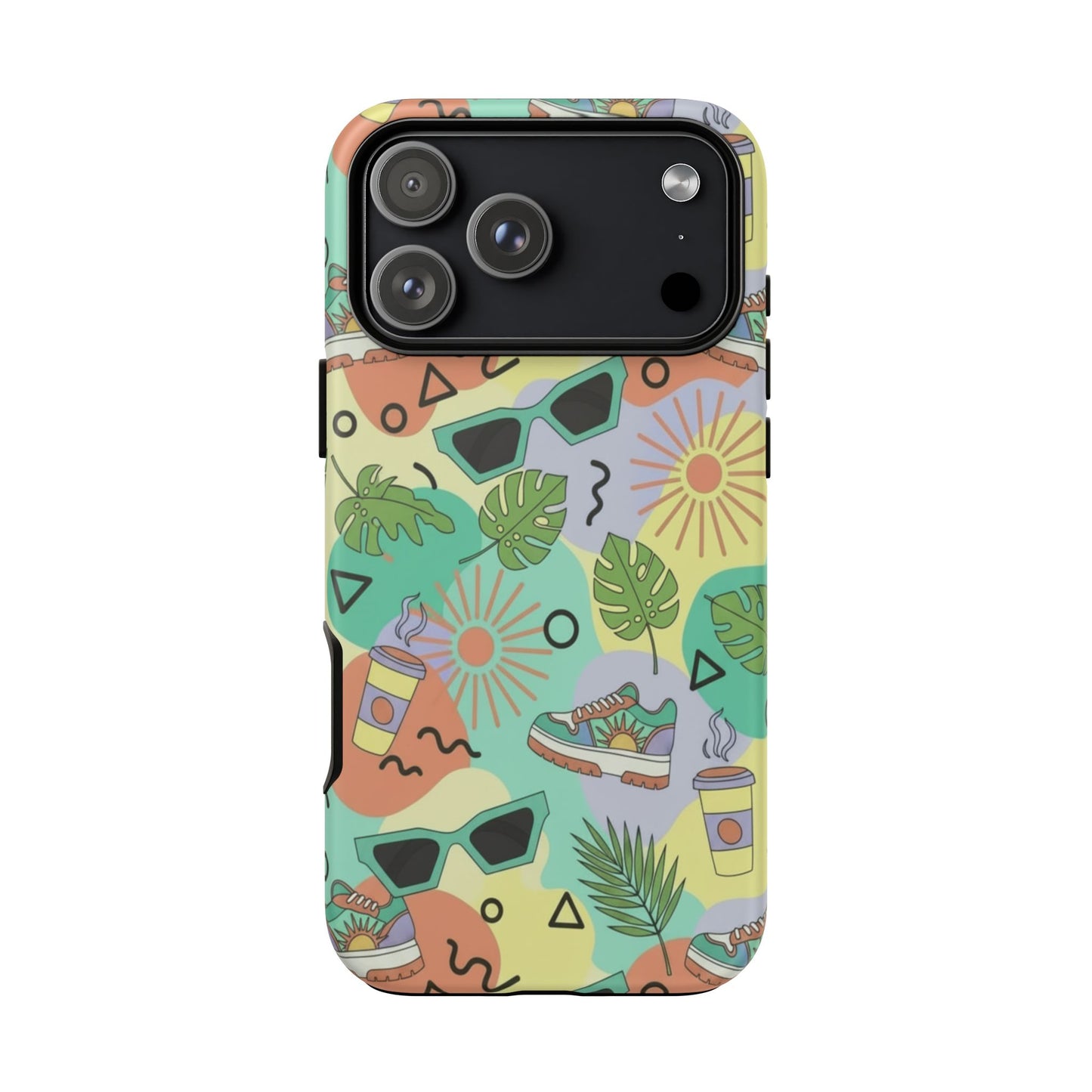 Tropical Summer Phone Case — Retro Sunglasses, Sneakers & Palm Pattern
