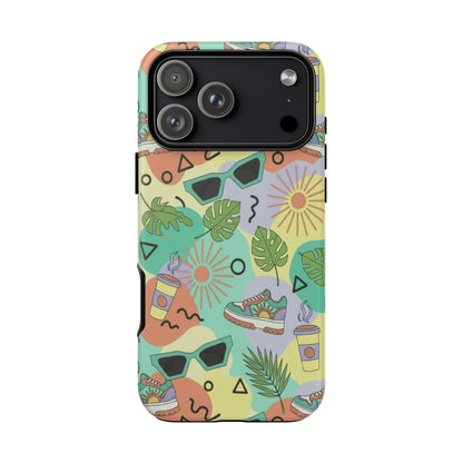 Tropical Summer Phone Case — Retro Sunglasses, Sneakers & Palm Pattern
