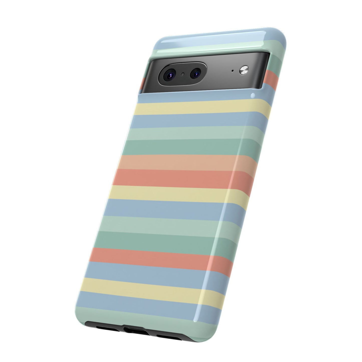 Pastel Striped Phone Case — Retro Horizontal Multi-Color Tough Case
