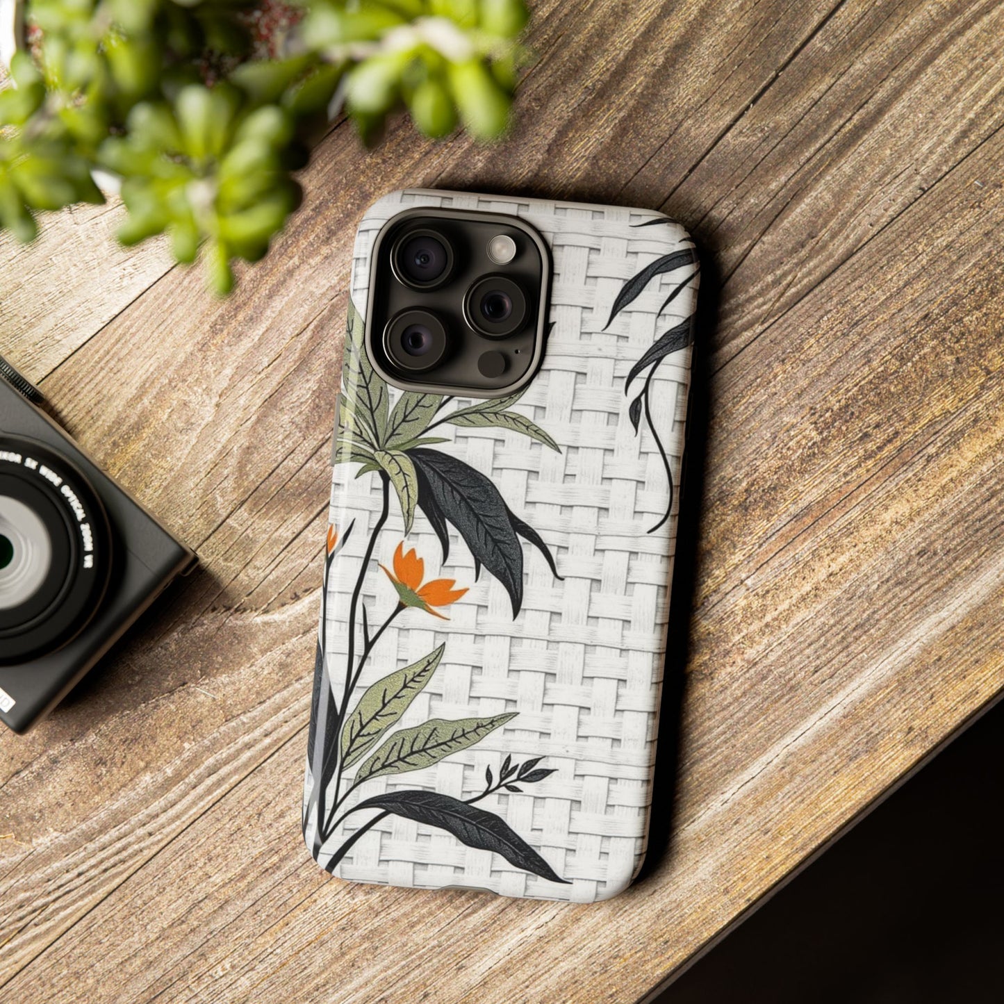 Floral Woven Tough Phone Case — Protective Botanical iPhone Cover