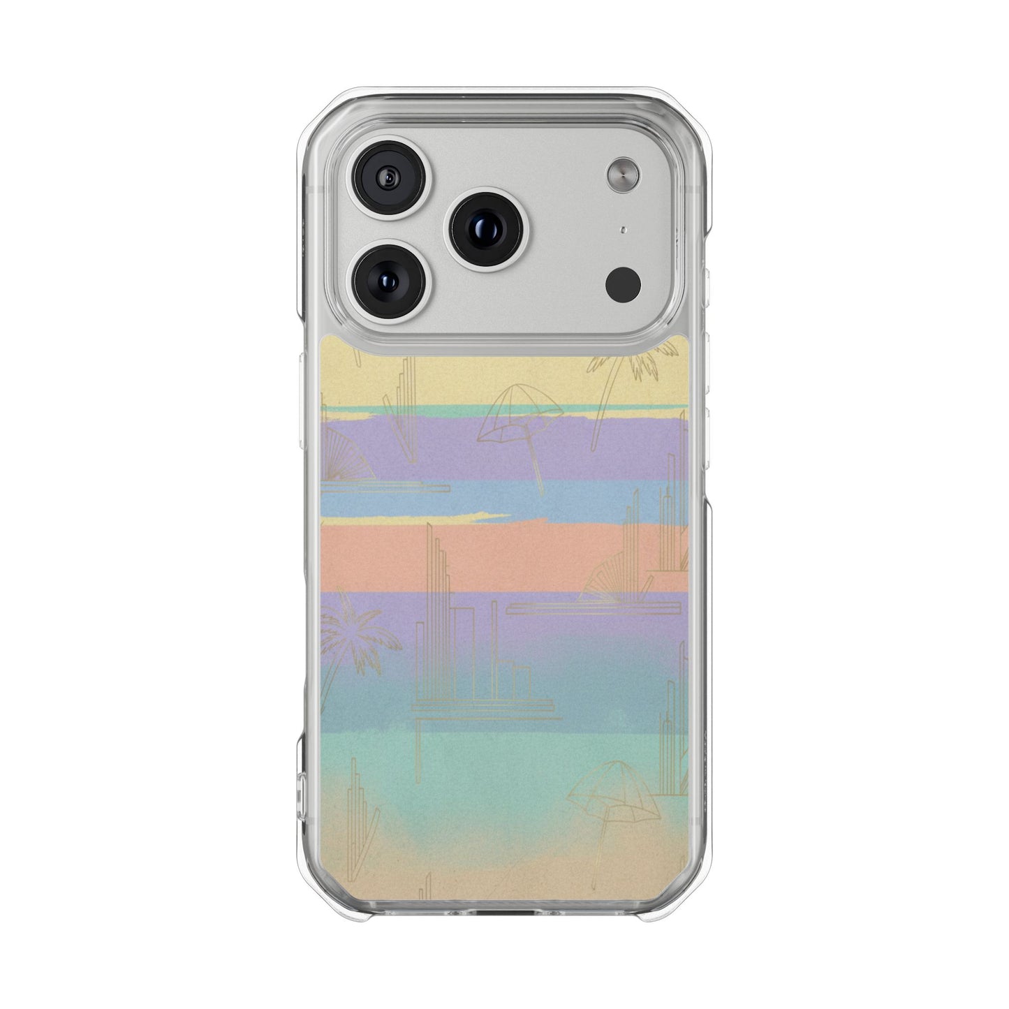Pastel Stripe Clear Magnetic Impact Phone Case — Retro Beach Vibes
