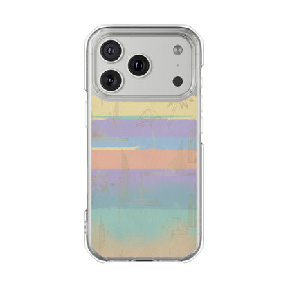 Pastel Stripe Clear Magnetic Impact Phone Case — Retro Beach Vibes