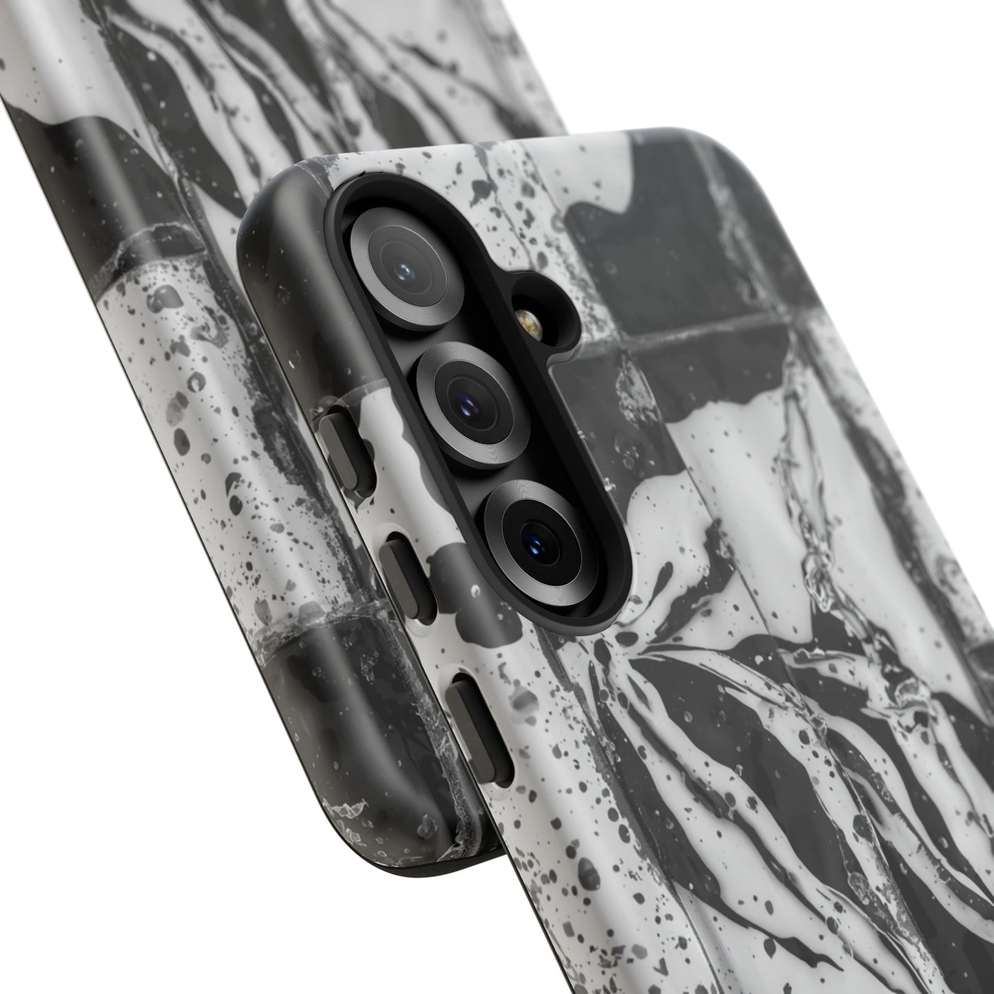 Monochrome Tile Floral Tough Phone Case
