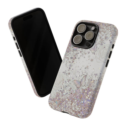 Butterfly Glitter Tough Phone Case — Floral Sparkle Protective Case