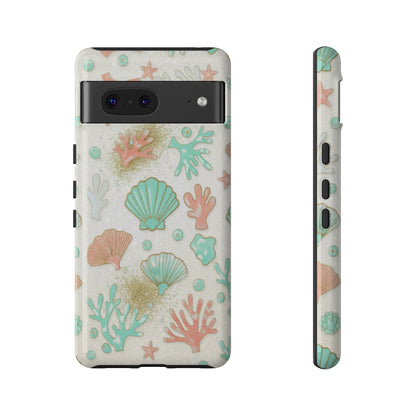Seashell Coral Phone Case — Pastel Beach Shells Protective Tough Case