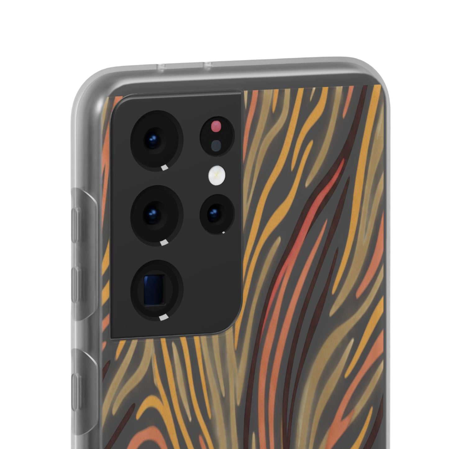 Marbled Neutral Stripe Phone Case — Abstract Beige & Terracotta Flexi Case