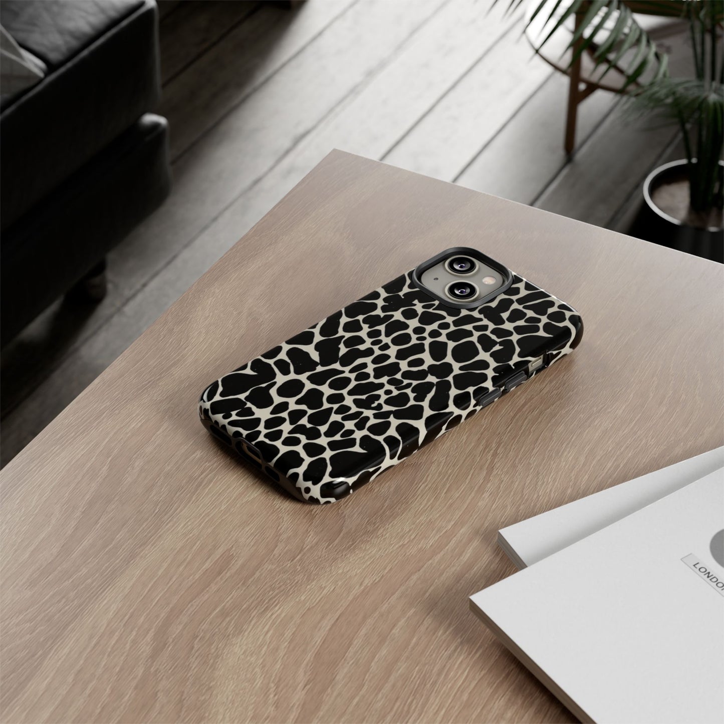 Black and White Cowhide Phone Case — Protective Tough Case