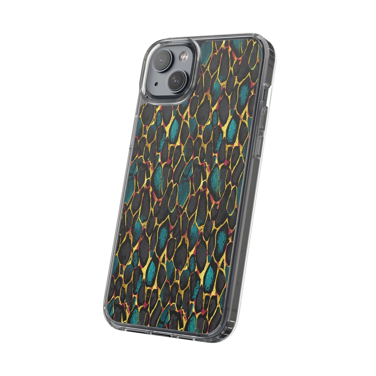 Teal Gold Leopard Clear Phone Case