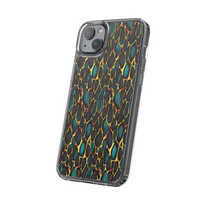 Teal Gold Leopard Clear Phone Case