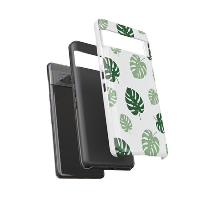 Monstera Leaf Tough Phone Case – Tropical Green Palm Pattern Protective Cover