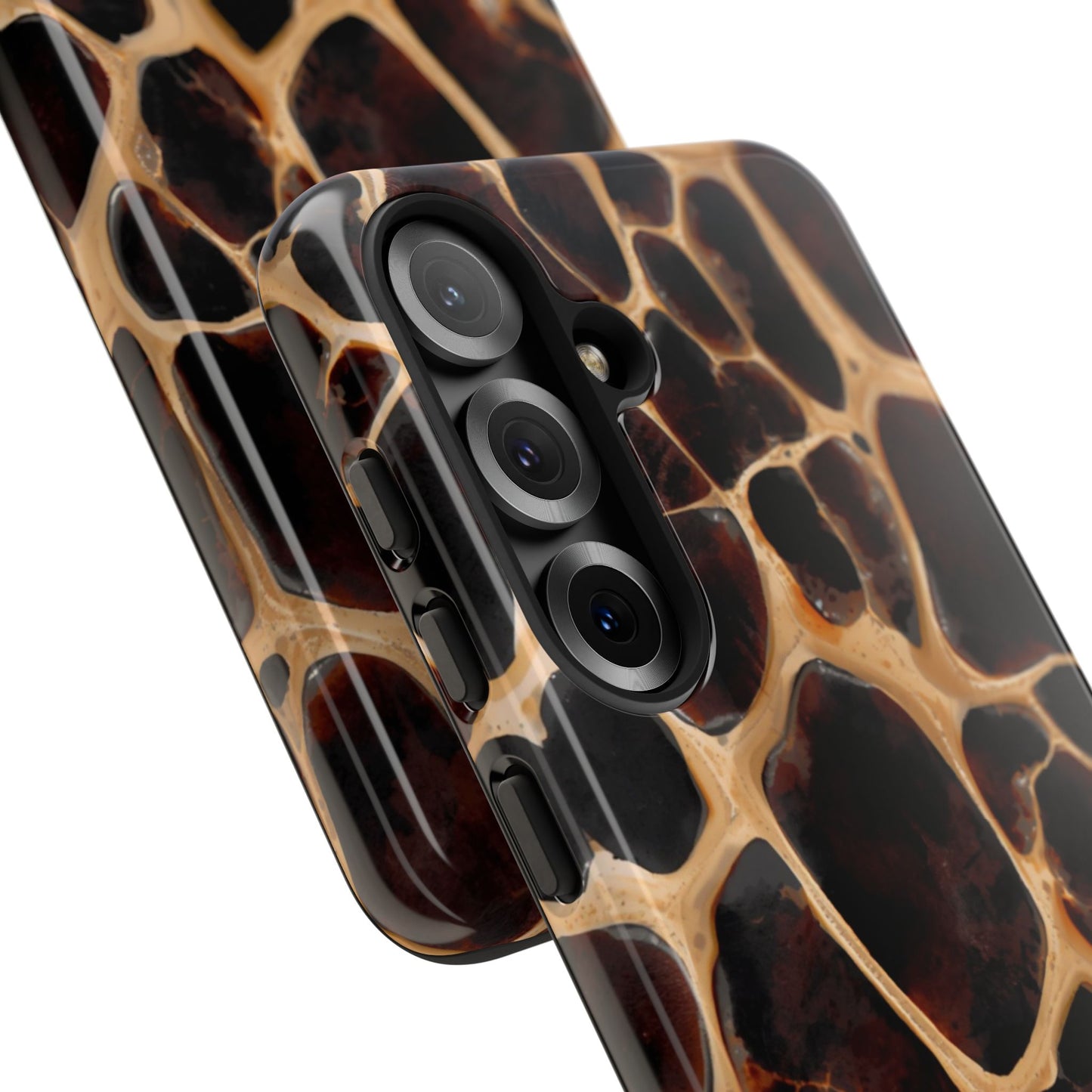 Phone Case — Brown Leather Dot Texture Rugged Protective Cover
