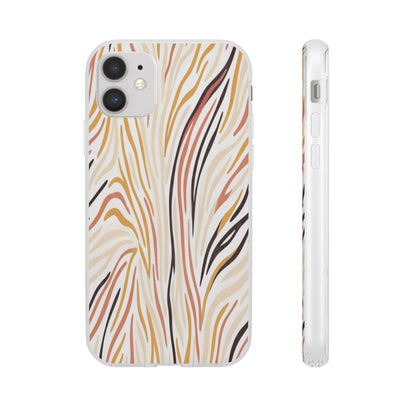 Marbled Neutral Stripe Phone Case — Abstract Beige & Terracotta Flexi Case