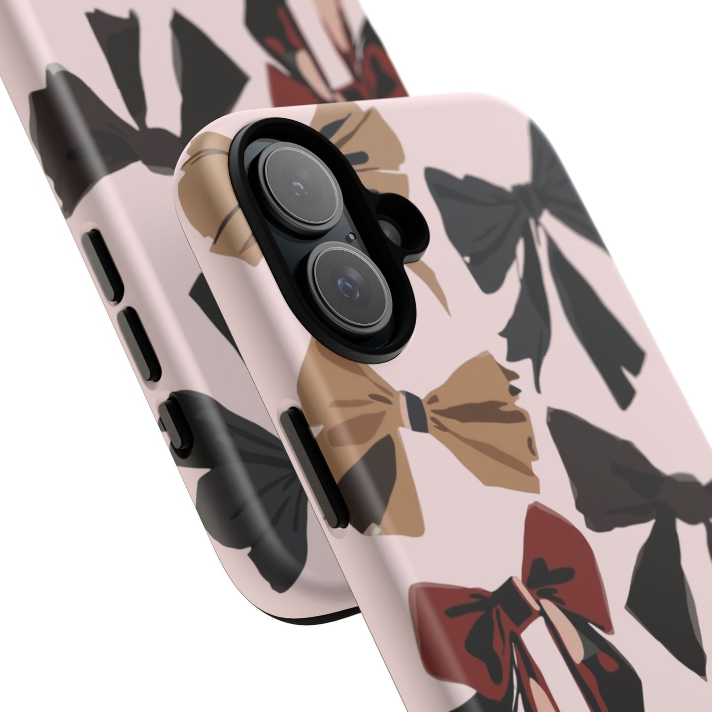 Bow Pattern Phone Case - Pink, Brown & Black Bows Protective Cover
