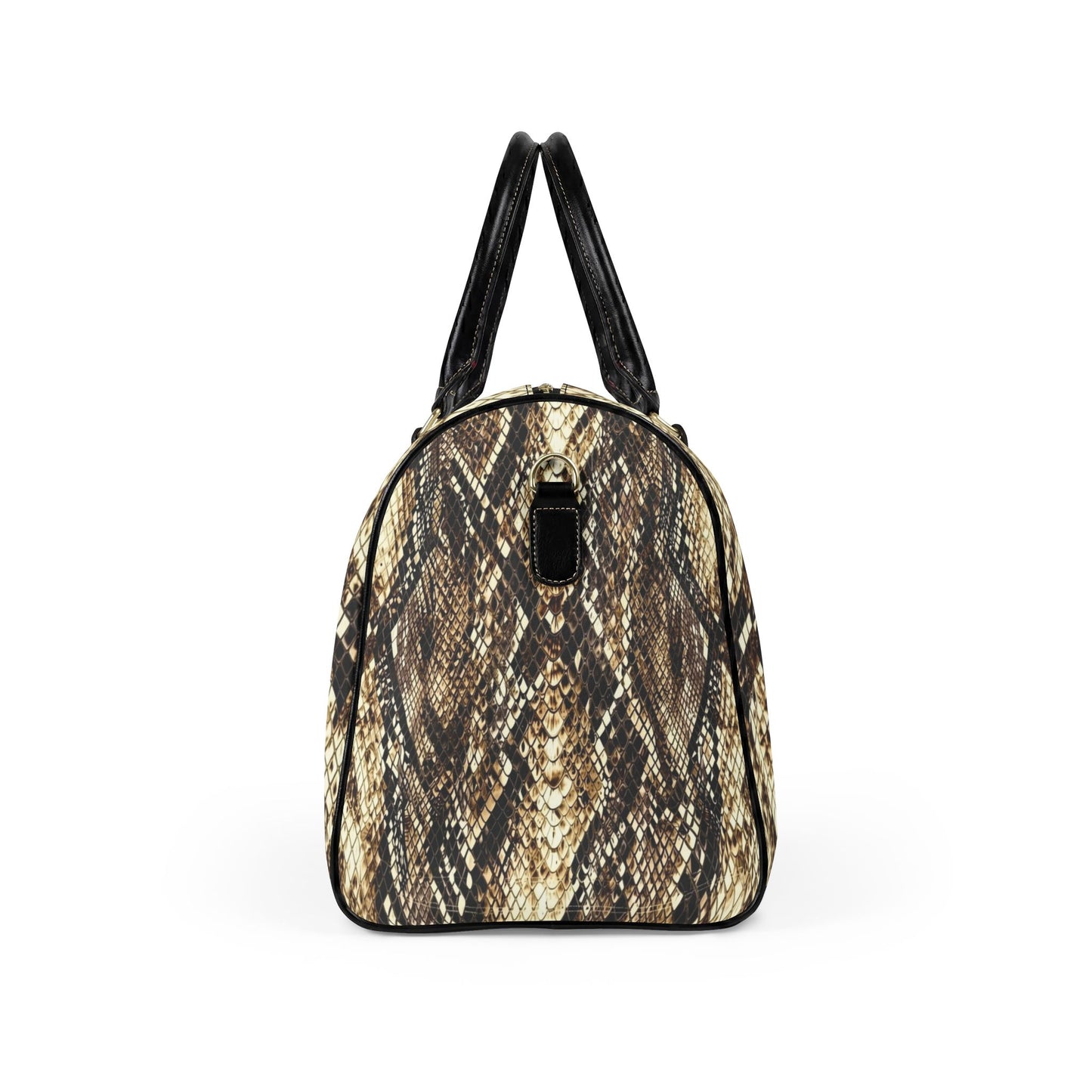 Python-Print Leather Travel Bag — Snake Skin Weekender Duffel