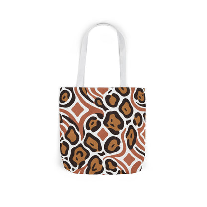 Leopard Geo Canvas Tote Bag — Brown Animal Print Reusable Shopper