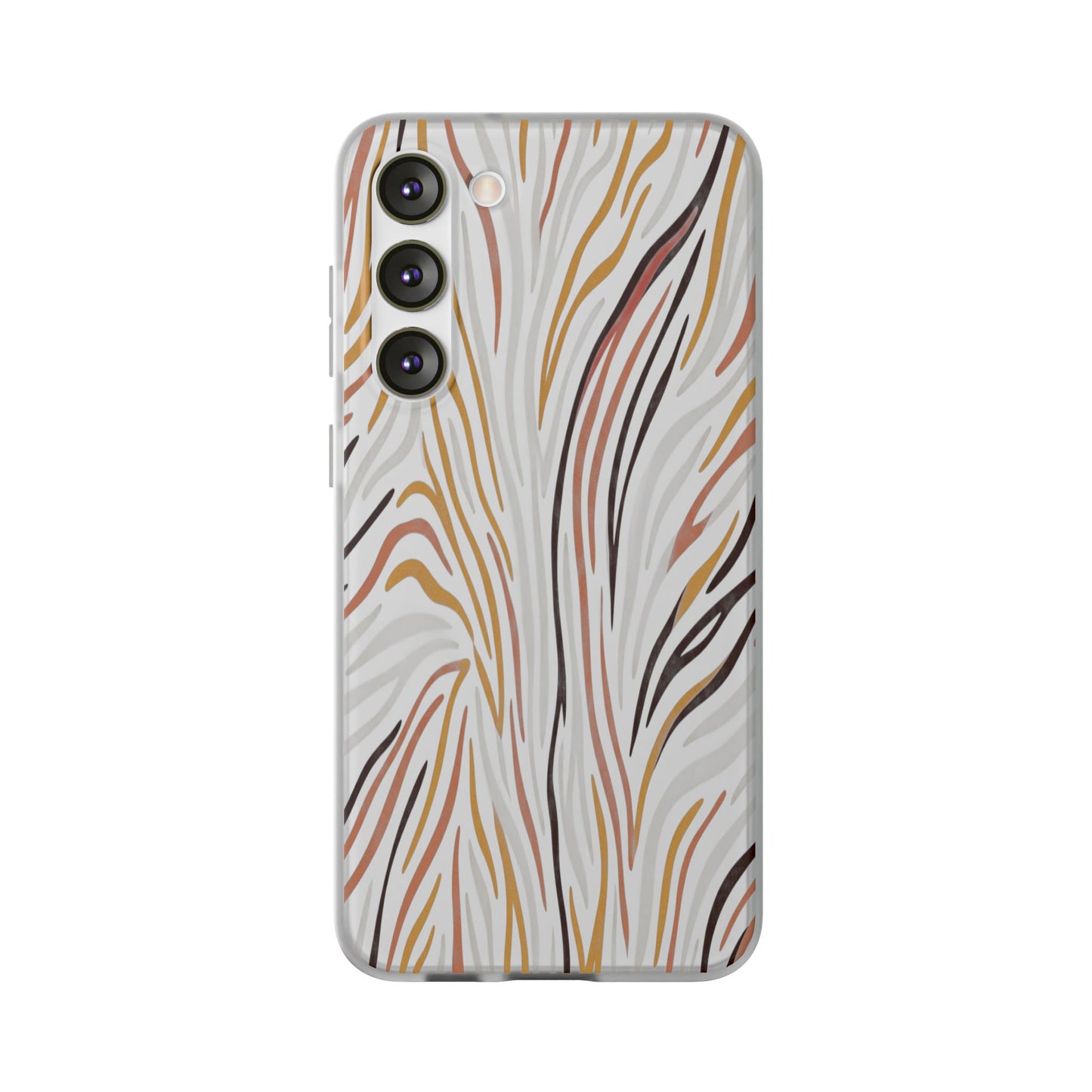 Marbled Neutral Stripe Phone Case — Abstract Beige & Terracotta Flexi Case