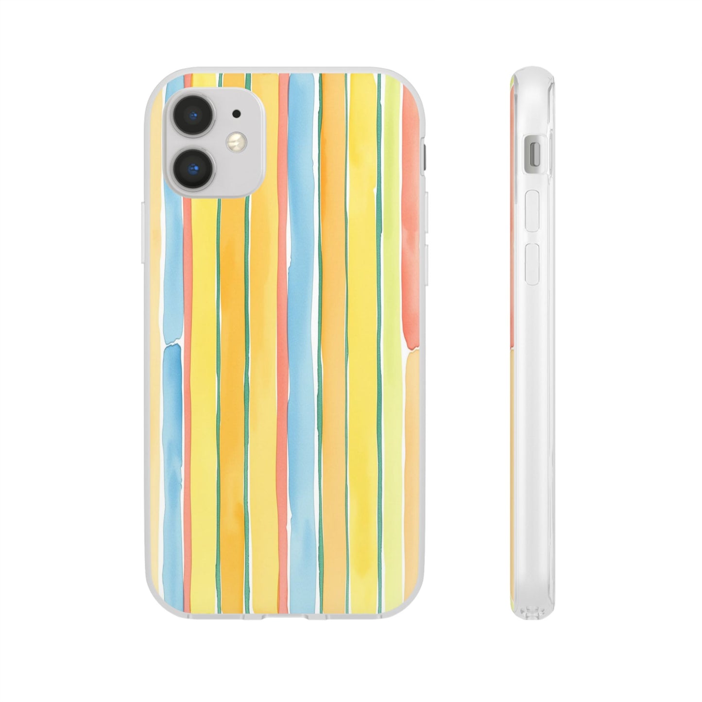 Watercolor Stripe Phone Case — Bright Pastel Vertical Stripes Protective Flexi Case