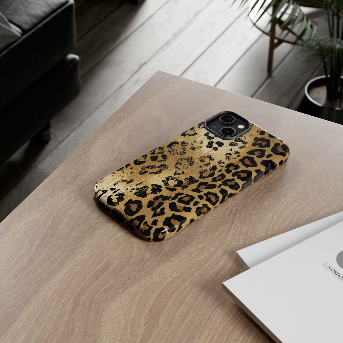 Leopard Print Tough Phone Case — Durable Protective iPhone Cover