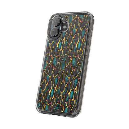Teal Gold Leopard Clear Phone Case
