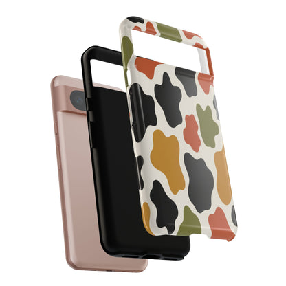 Camouflage Pattern Tough Phone Case – Retro Olive, Rust & Mustard Protective Cover