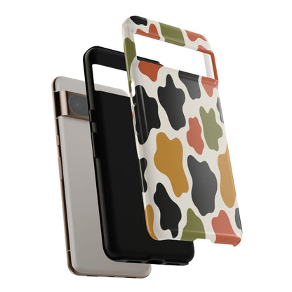 Camouflage Pattern Tough Phone Case – Retro Olive, Rust & Mustard Protective Cover
