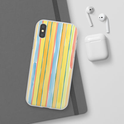Watercolor Stripe Phone Case — Bright Pastel Vertical Stripes Protective Flexi Case