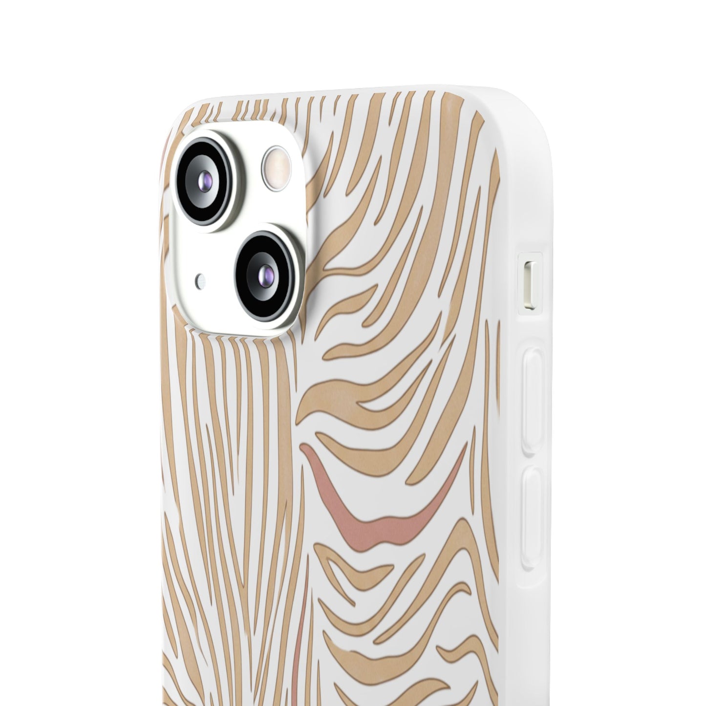 Neutral Zebra Print Flexi Case — Beige & Rose Gold Animal Pattern Phone Cover