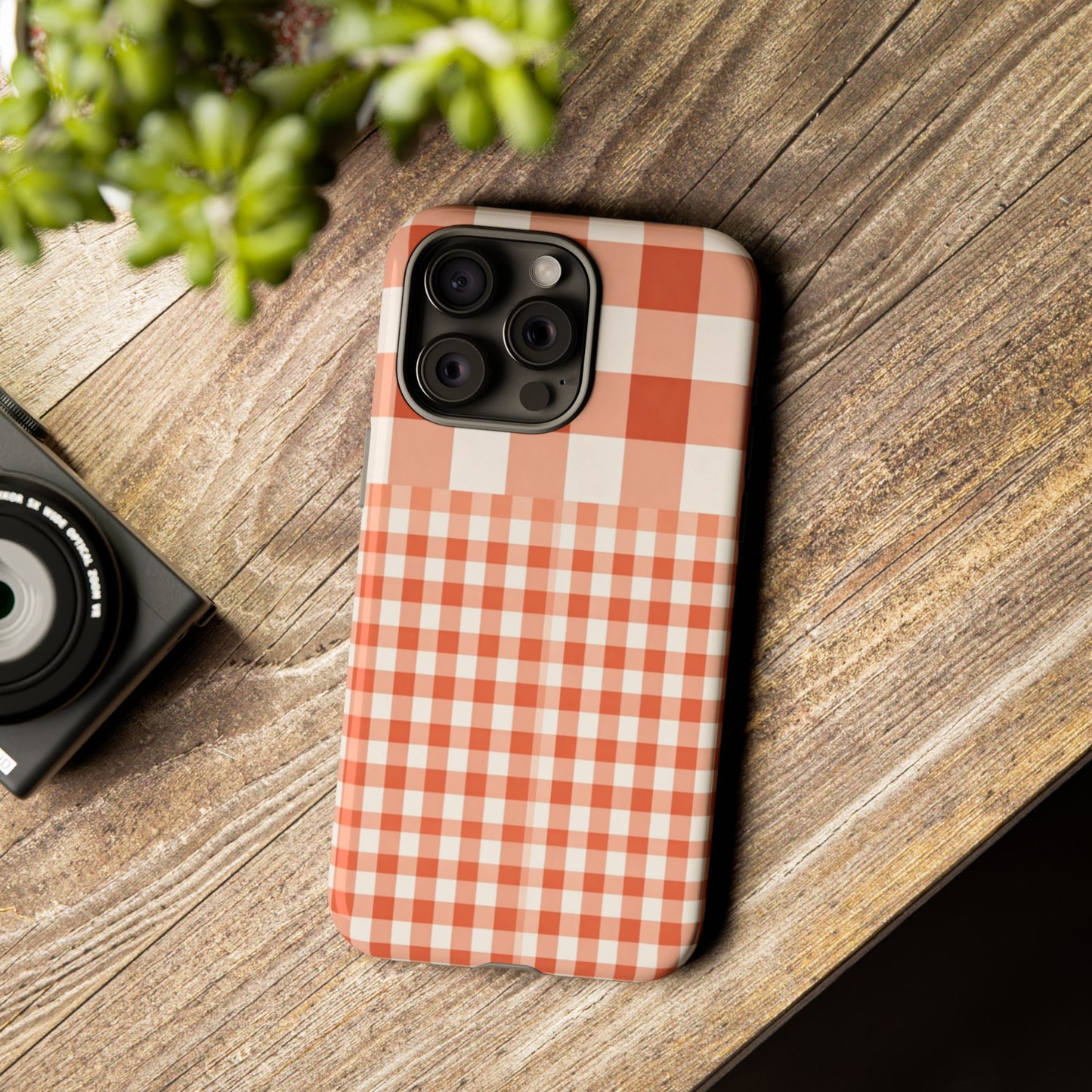Buffalo Check Tough Phone Case — Orange Gingham Protective Cover