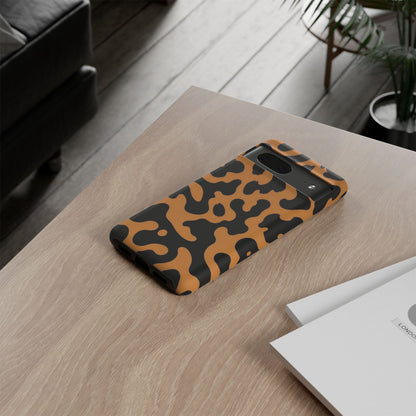 Leopard Print Phone Case — Orange & Black Tough Pattern Protective Cover