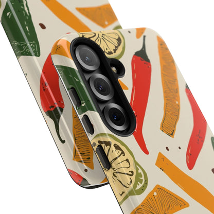 Spicy Peppers Phone Case – Colorful Chili, Lime & Citrus Pattern