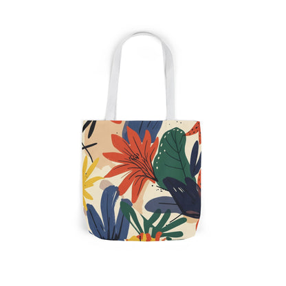 Floral Canvas Tote Bag — Colorful Tropical Leaf Print