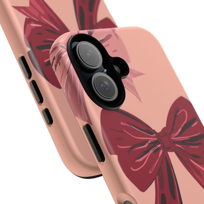 Bow Pattern Tough Phone Case — Pink, Red & Black Decorative Bows