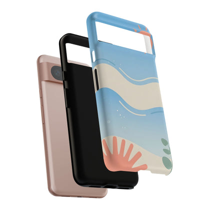 Beach Waves Tough Phone Case — Summer Sun & Seashell Protective Cover