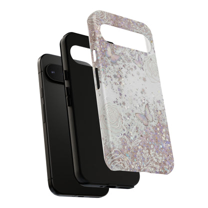 Butterfly Glitter Tough Phone Case — Floral Sparkle Protective Case