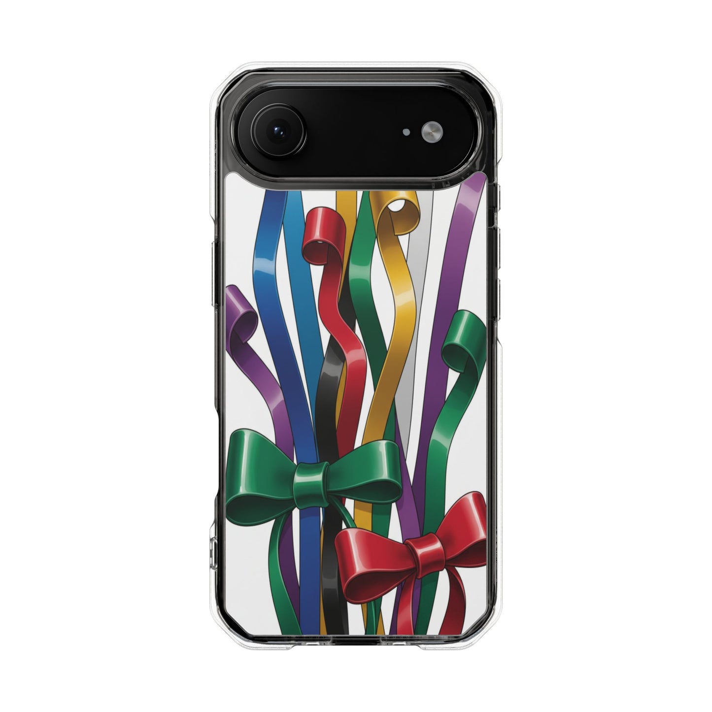 Clear Magnetic Phone Case — Colorful Ribbon Bow Celebration Design