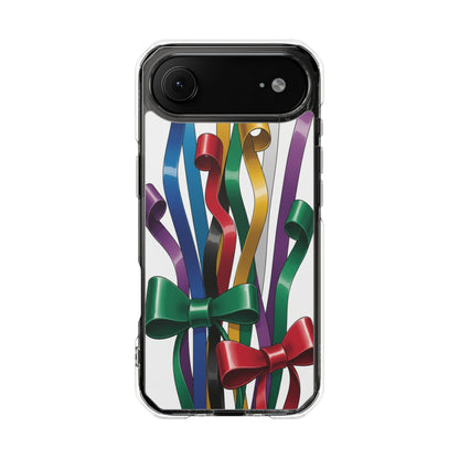 Clear Magnetic Phone Case — Colorful Ribbon Bow Celebration Design