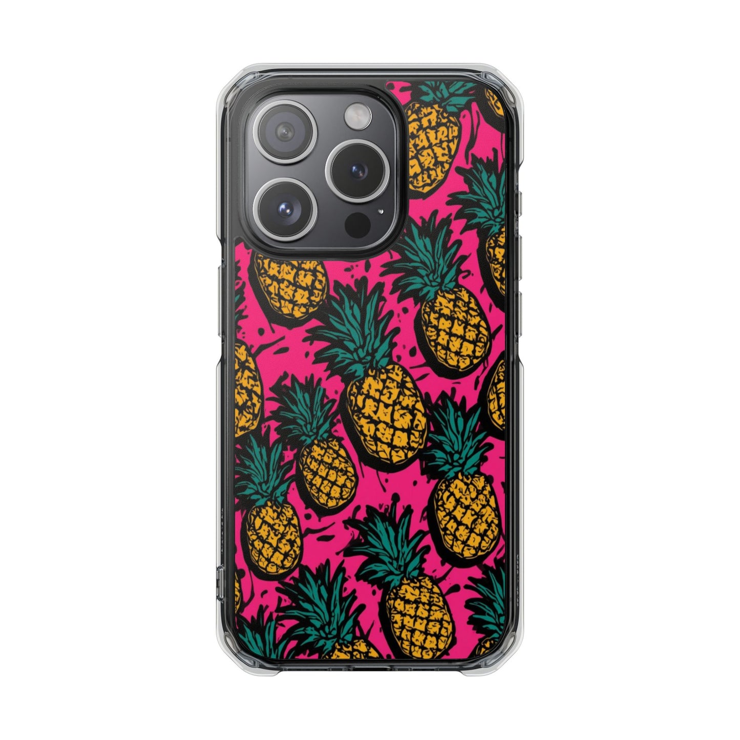 Pineapple Pop Clear Magnetic Phone Case — Impact-Resistant Tropical Design