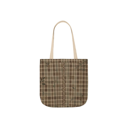 Plaid Canvas Tote Bag — Brown Rustic Checkered Market Bag