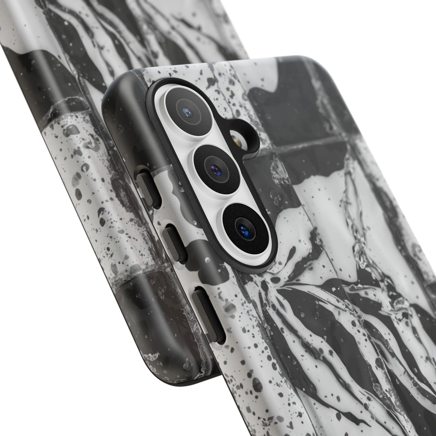 Monochrome Tile Floral Tough Phone Case