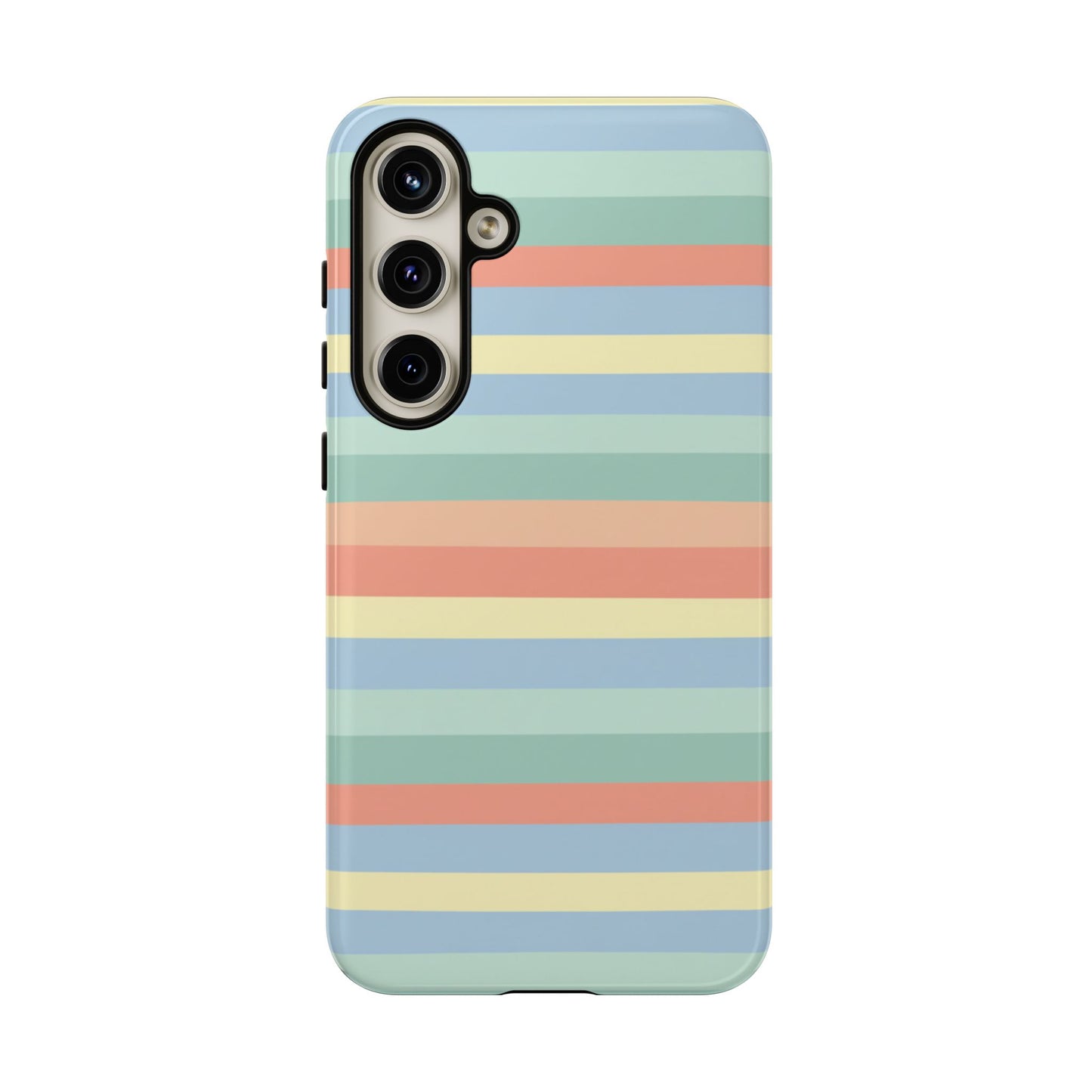 Pastel Striped Phone Case — Retro Horizontal Multi-Color Tough Case