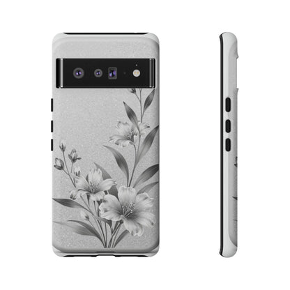 Floral Monochrome Phone Case — Elegant Black & White Lily Design