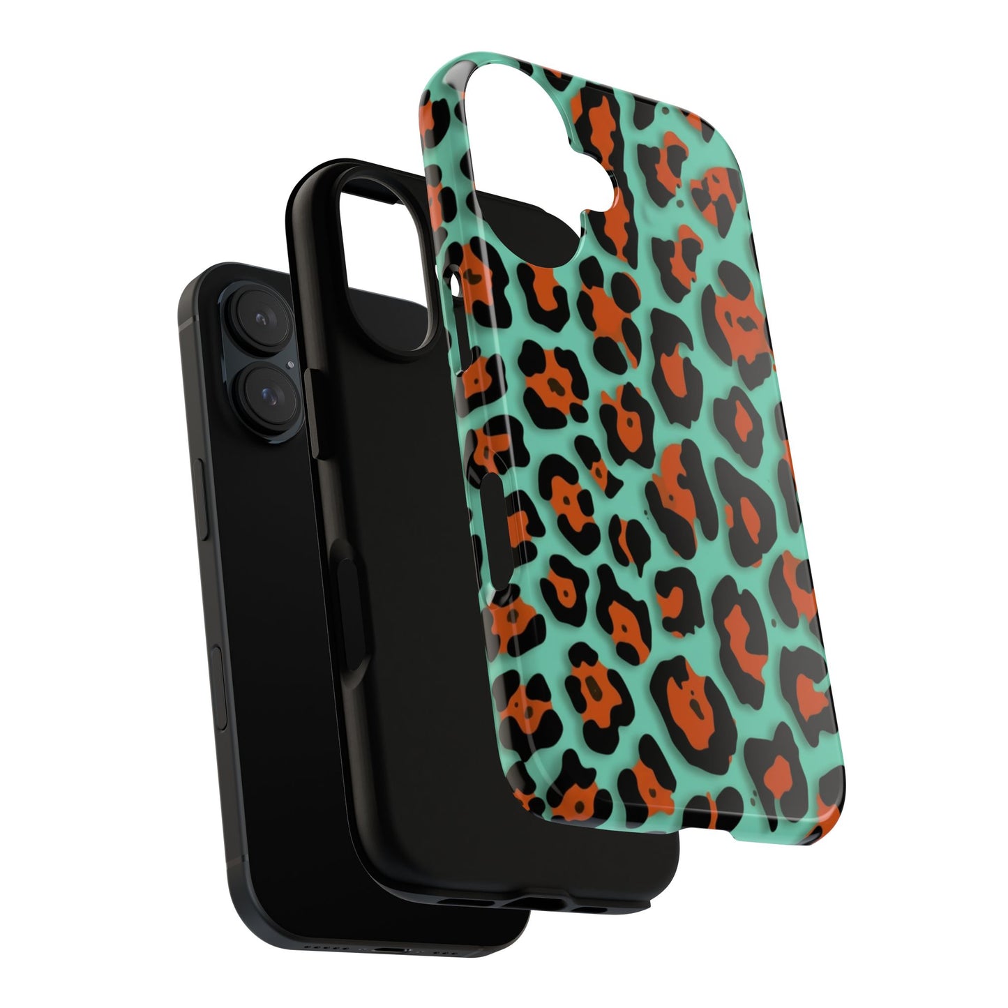 Teal & Rust Leopard Phone Case — Tough Protective Animal Print