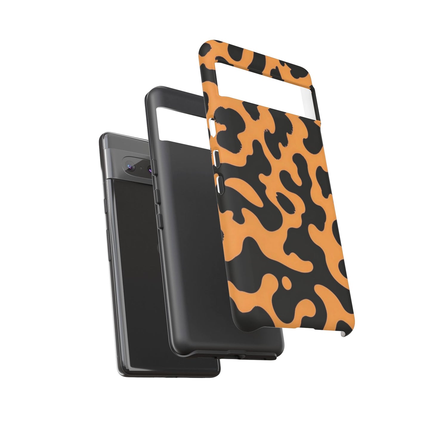 Leopard Print Phone Case — Orange & Black Tough Pattern Protective Cover