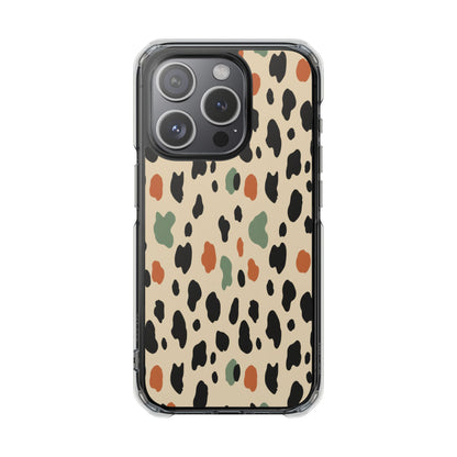 Clear Magnetic Impact Phone Case — Neutral Multicolor Leopard Print