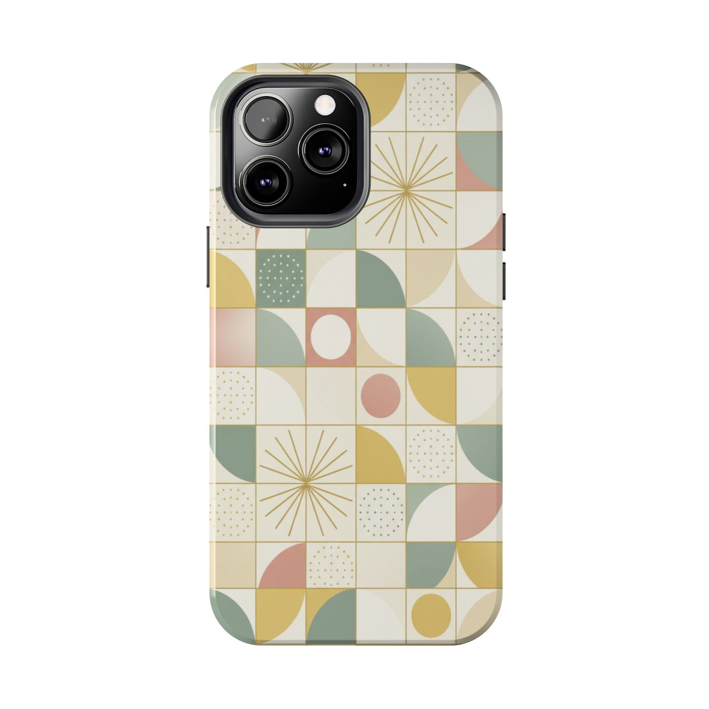 Retro Geometric Tough Phone Case — Pastel Midcentury Pattern
