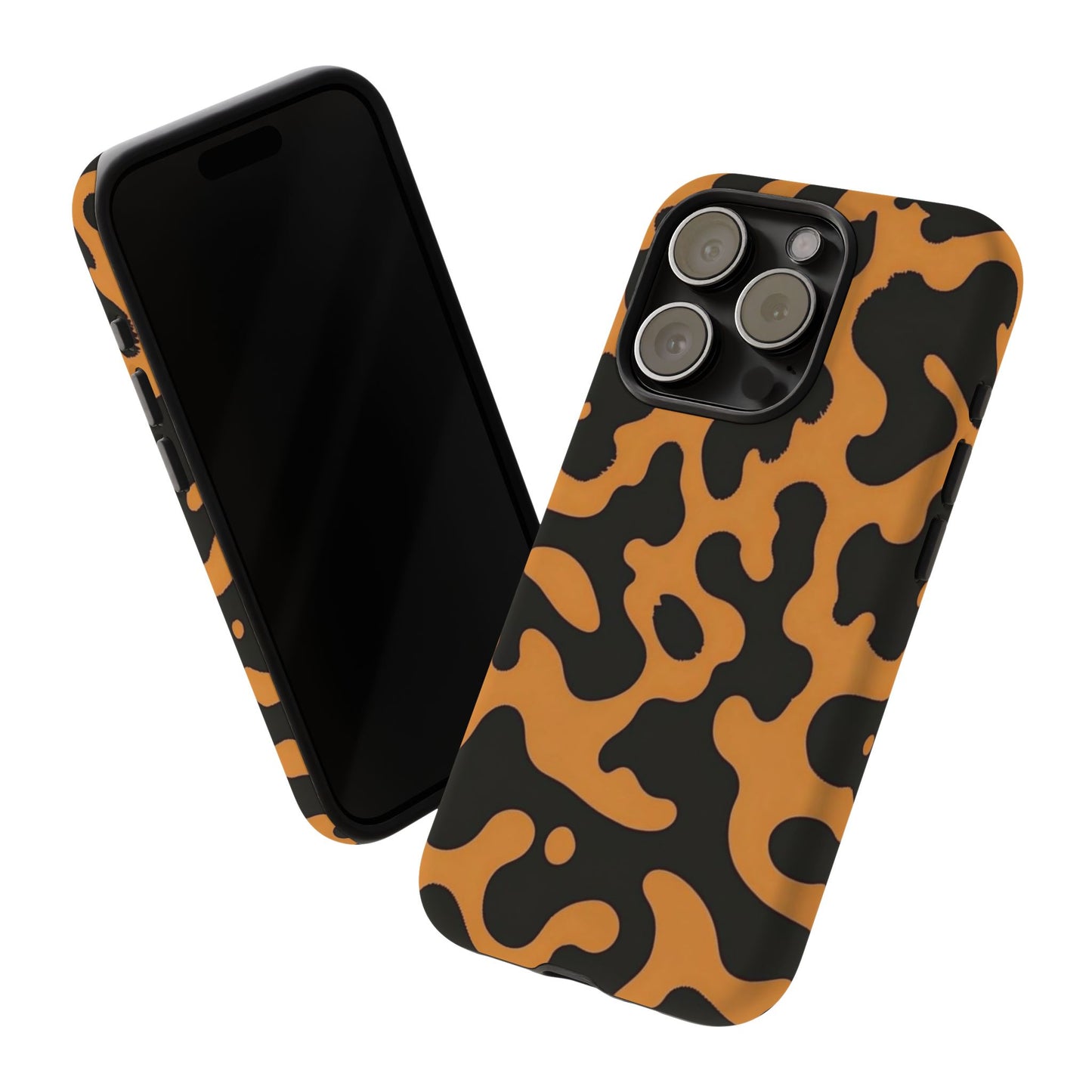 Leopard Print Phone Case — Orange & Black Tough Pattern Protective Cover