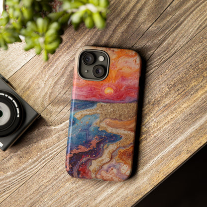 Sunset Coast Phone Case — Colorful Abstract Beach Art Tough Case